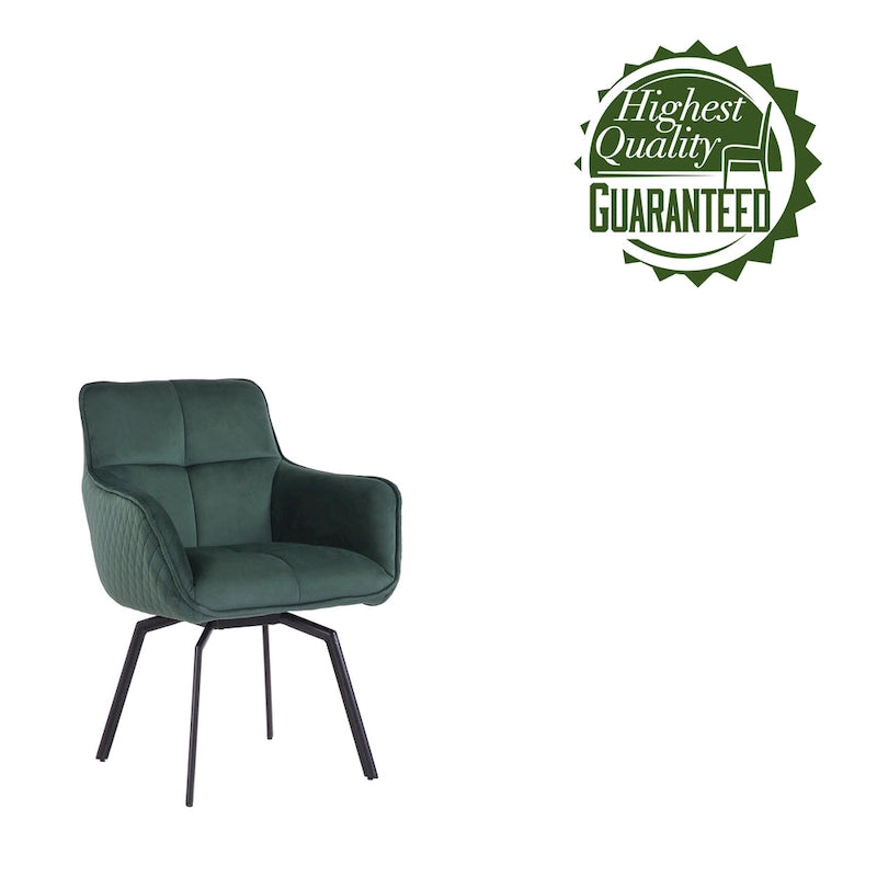 Swivel Velvet Accent Chair with Armrests and Metal Legs, Blue