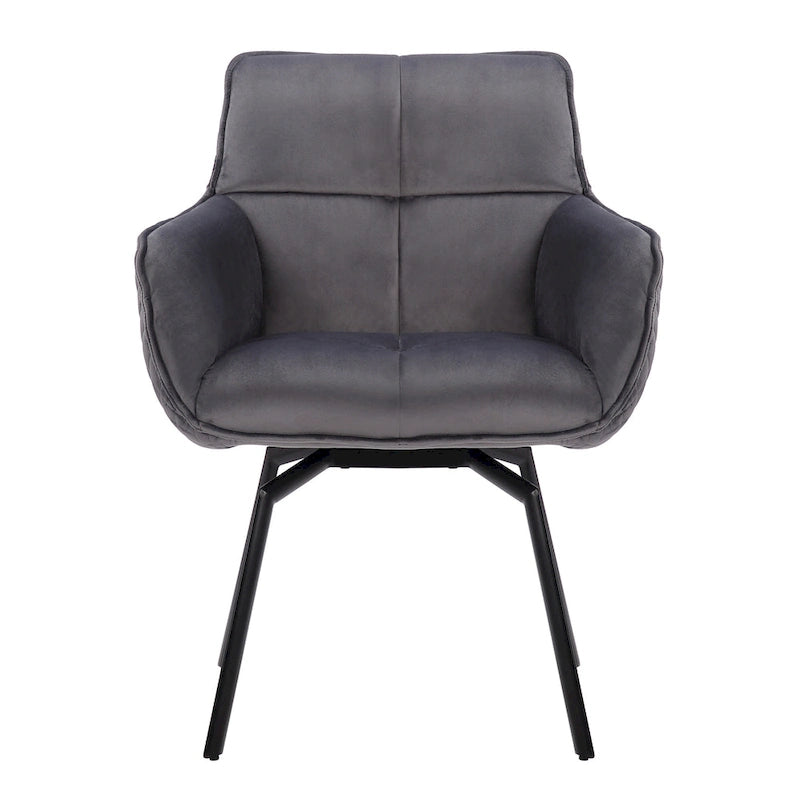 Swivel Velvet Accent Chair with Armrests and Metal Legs, Blue