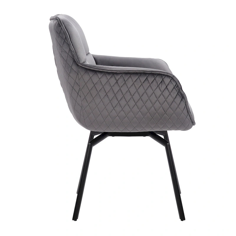 Swivel Velvet Accent Chair with Armrests and Metal Legs, Blue