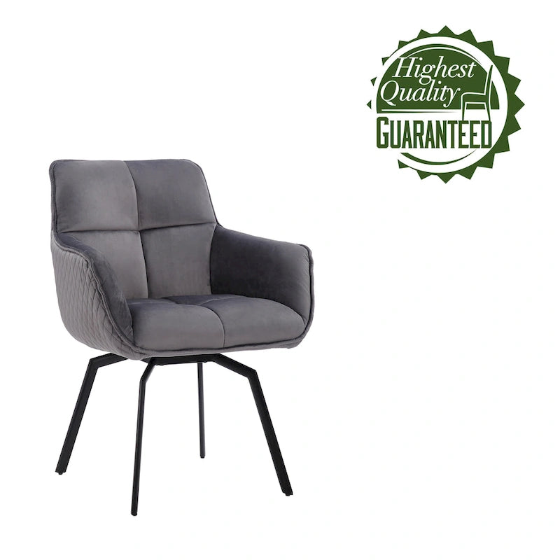 Swivel Velvet Accent Chair with Armrests and Metal Legs, Blue