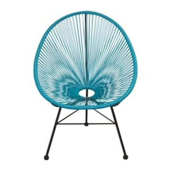 Round Woven Rope Lounge Chair with Steel Frame Multi-Color