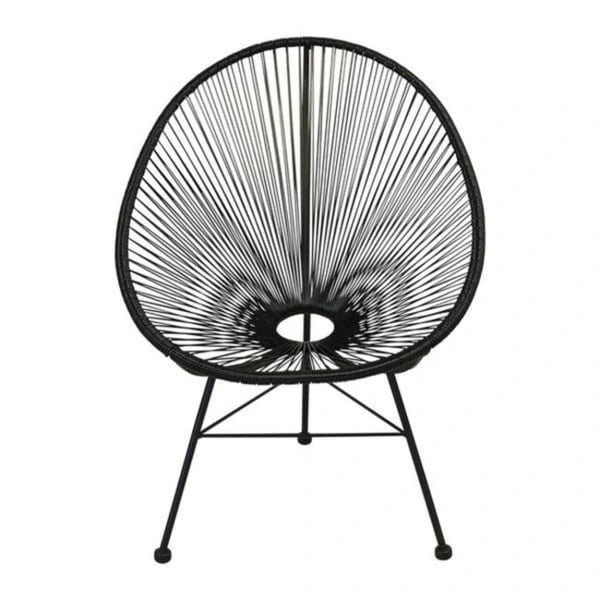 Round Woven Rope Lounge Chair with Steel Frame Multi-Color