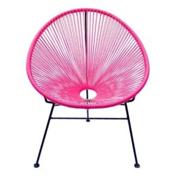 Round Woven Rope Lounge Chair with Steel Frame Multi-Color