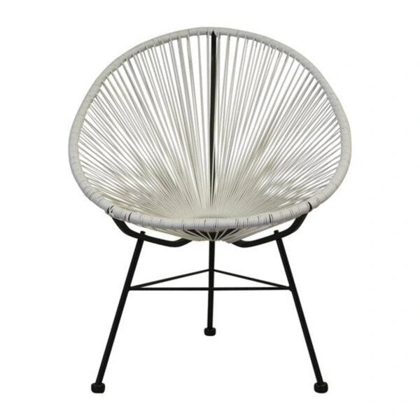 Round Woven Rope Lounge Chair with Steel Frame Multi-Color