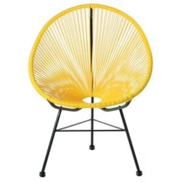 Round Woven Rope Lounge Chair with Steel Frame Multi-Color