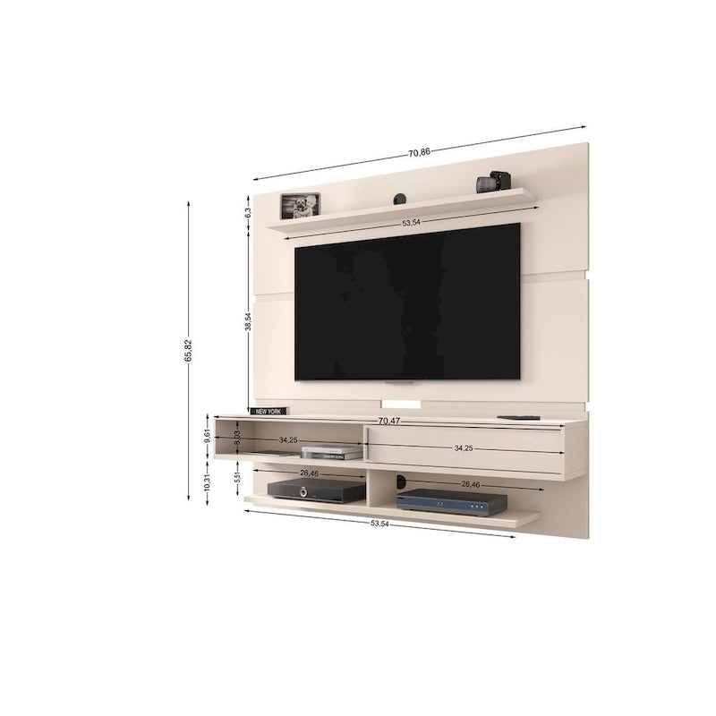 Wall-Mounted Floating TV Panel Entertainment Center with Storage Shelves