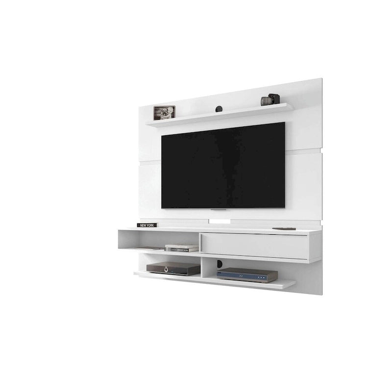 Wall-Mounted Floating TV Panel Entertainment Center with Storage Shelves