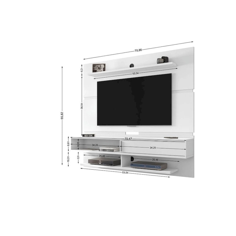 Wall-Mounted Floating TV Panel Entertainment Center with Storage Shelves