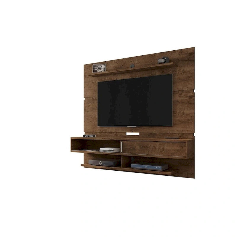 Wall-Mounted Floating TV Panel Entertainment Center with Storage Shelves