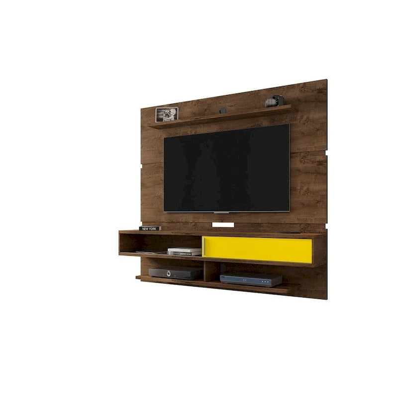 Wall-Mounted Floating TV Panel Entertainment Center with Storage Shelves