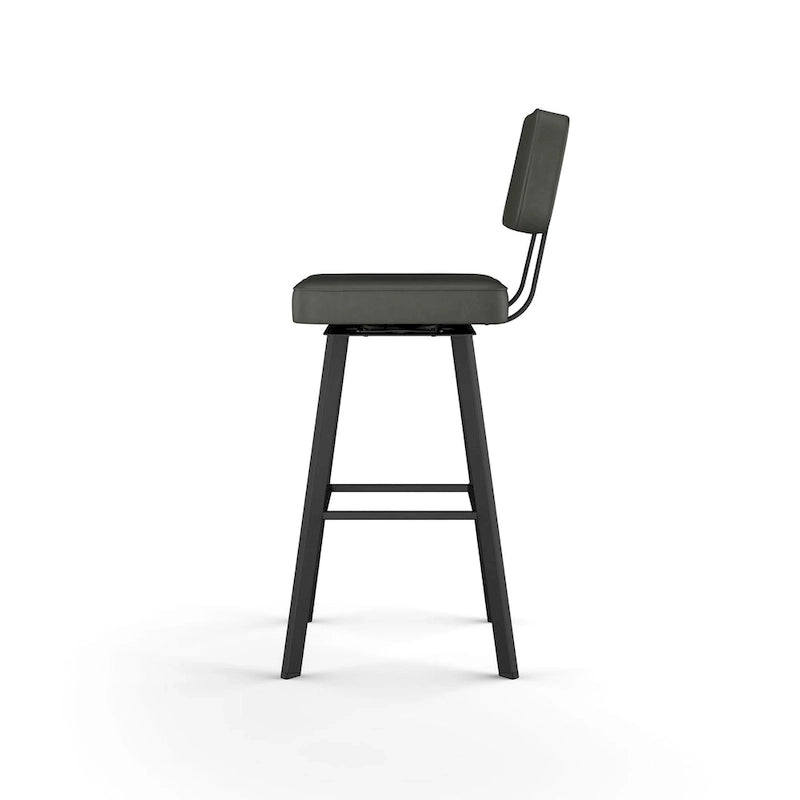 Industrial Swivel Counter Stool Faux Leather Upholstered Metal Frame