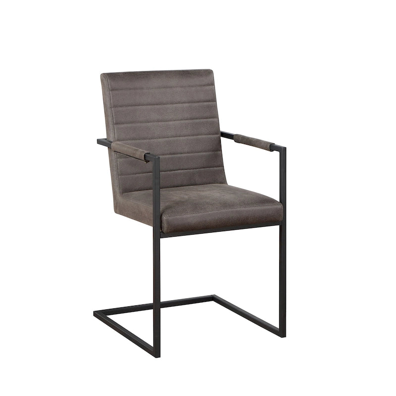 Upholstered Sled Base Armchair with Channel Tufted Back in Brown