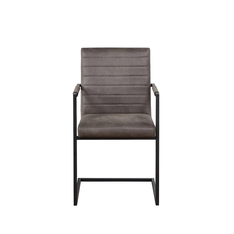Upholstered Sled Base Armchair with Channel Tufted Back in Brown