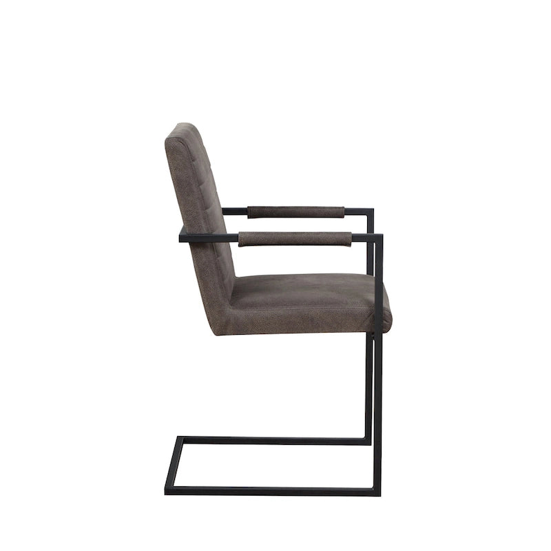 Upholstered Sled Base Armchair with Channel Tufted Back in Brown