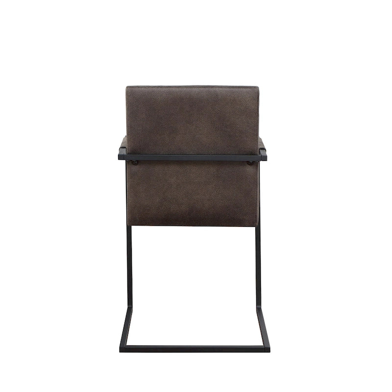 Upholstered Sled Base Armchair with Channel Tufted Back in Brown