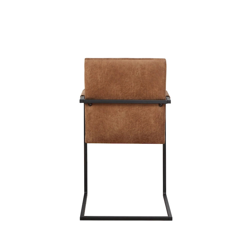 Upholstered Sled Base Armchair with Channel Tufted Back in Brown