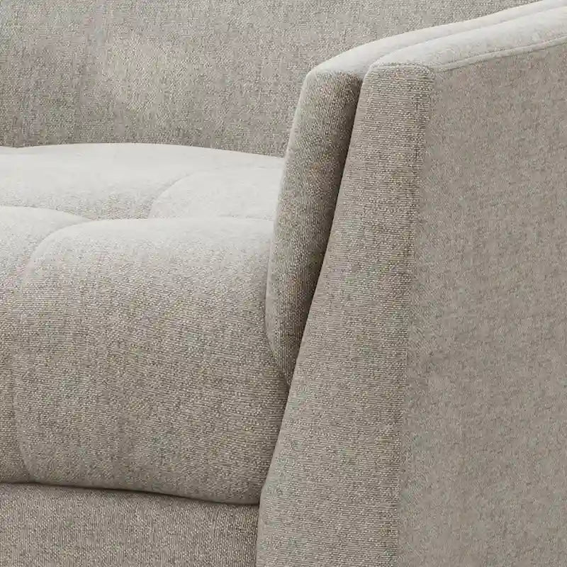 Mid-Century Modern Tufted Fabric Club Chair with Walnut Wood Legs