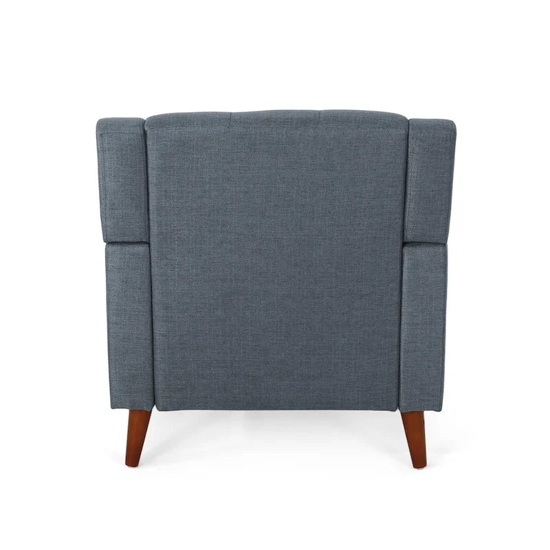 Mid-Century Modern Tufted Fabric Club Chair with Walnut Wood Legs