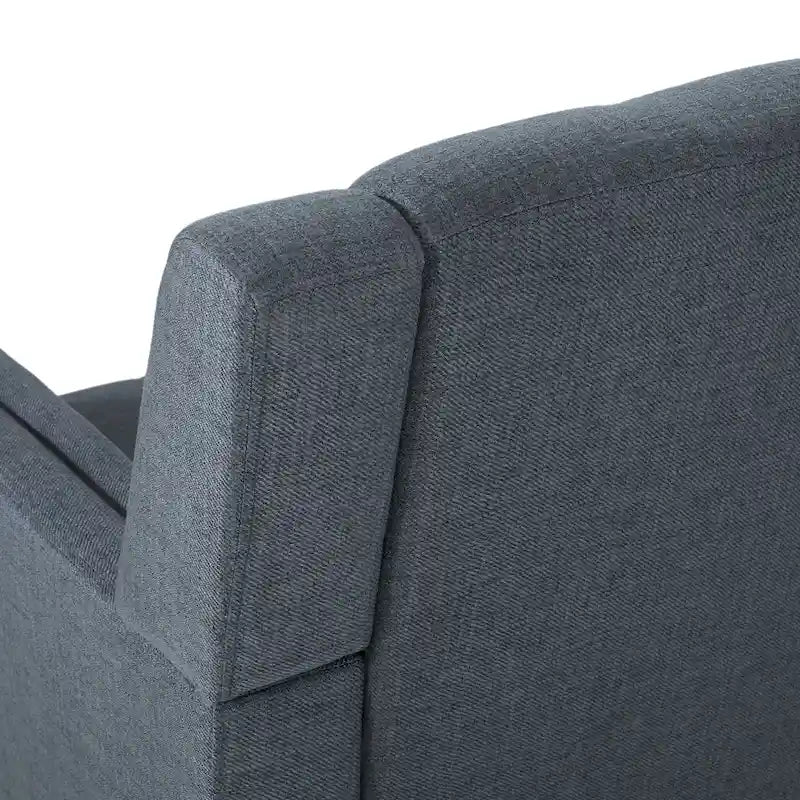 Mid-Century Modern Tufted Fabric Club Chair with Walnut Wood Legs