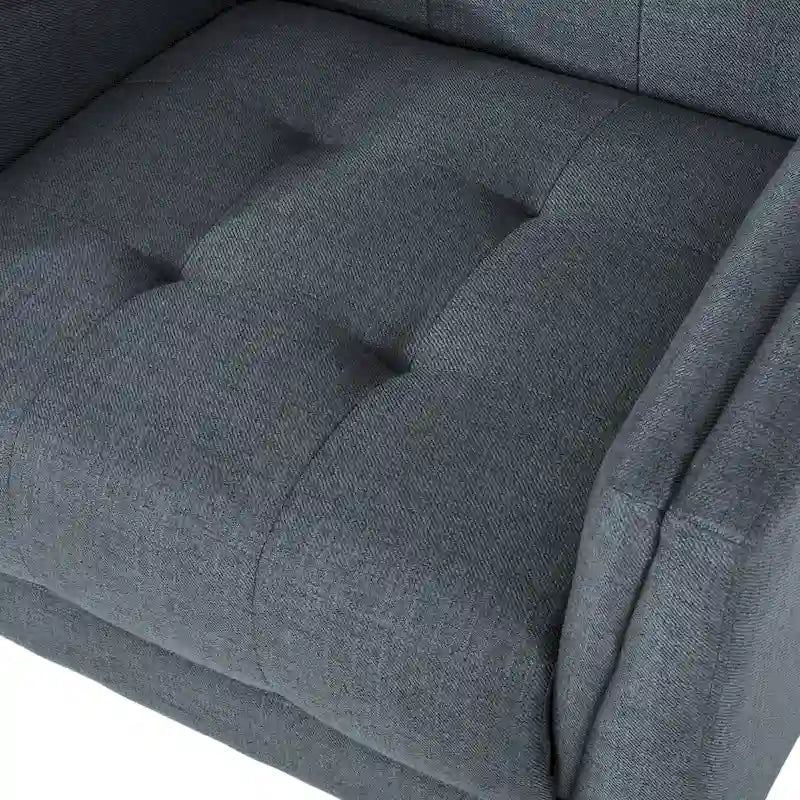 Mid-Century Modern Tufted Fabric Club Chair with Walnut Wood Legs