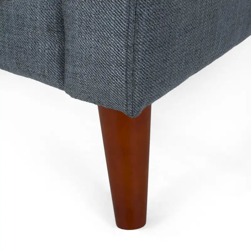 Mid-Century Modern Tufted Fabric Club Chair with Walnut Wood Legs