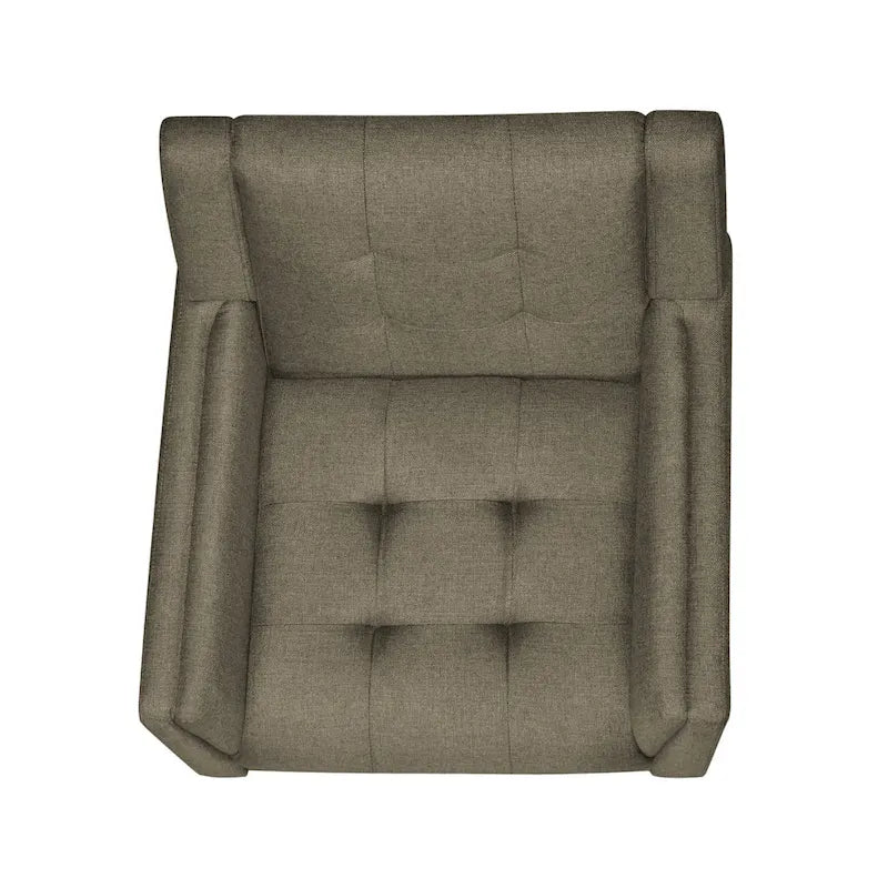 Mid-Century Modern Tufted Fabric Club Chair with Walnut Wood Legs