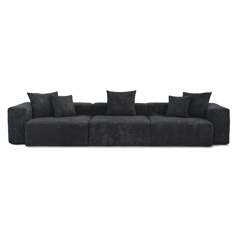 Deep Seat Corduroy Sofa 3-Seater Modern Living Room Couch with Cushions