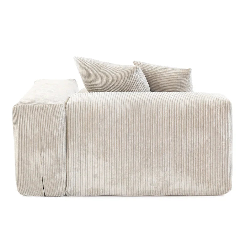 Deep Seat Corduroy Sofa 3-Seater Modern Living Room Couch with Cushions
