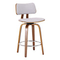 Swivel Counter Stool Fabric Upholstered Walnut Wood Frame Mid-Century Modern