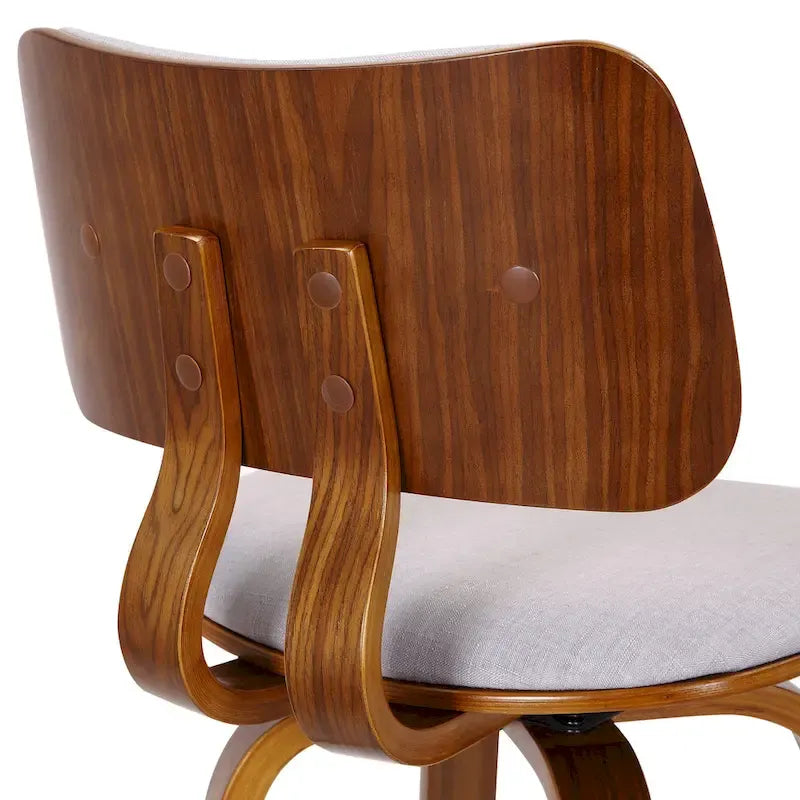 Swivel Counter Stool Fabric Upholstered Walnut Wood Frame Mid-Century Modern