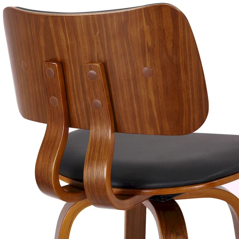 Swivel Counter Stool Fabric Upholstered Walnut Wood Frame Mid-Century Modern