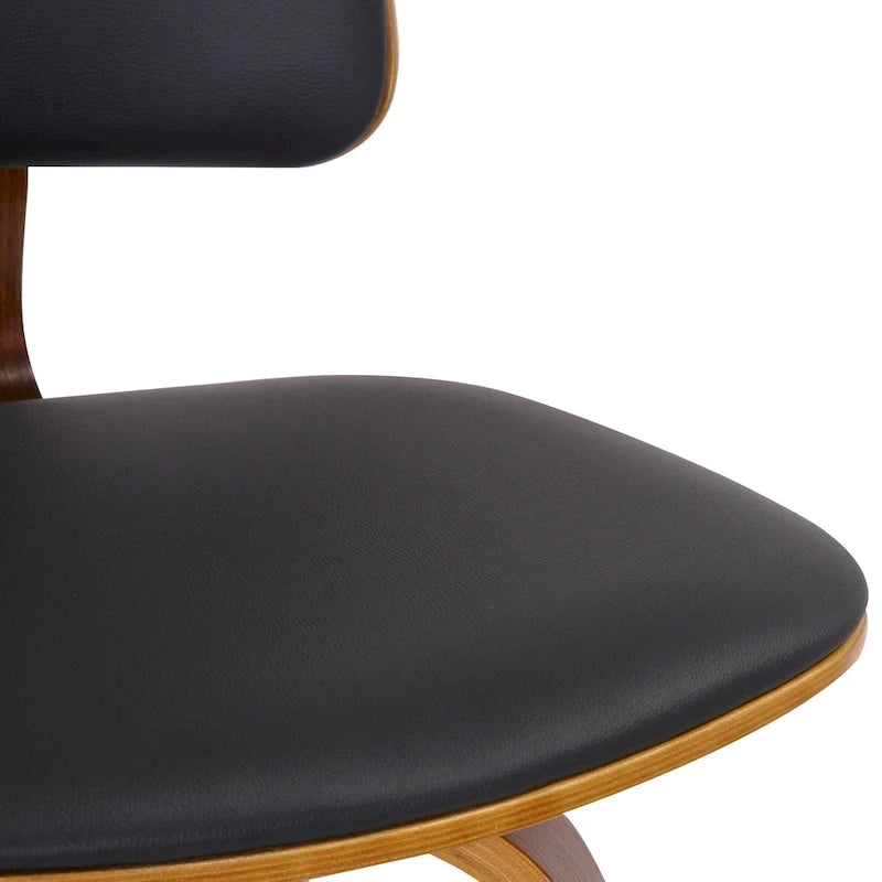 Swivel Counter Stool Fabric Upholstered Walnut Wood Frame Mid-Century Modern