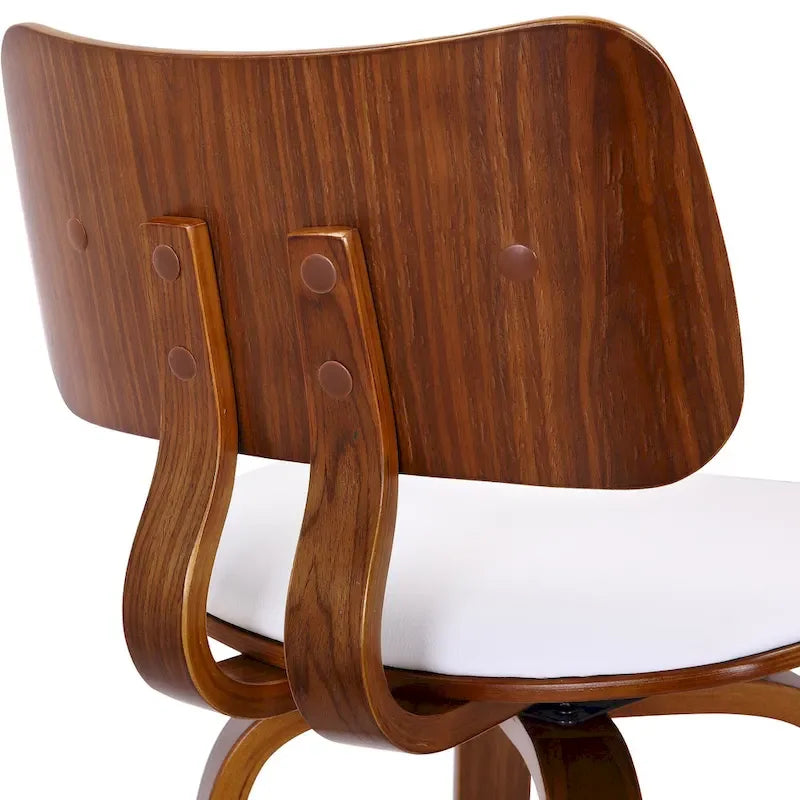 Swivel Counter Stool Fabric Upholstered Walnut Wood Frame Mid-Century Modern