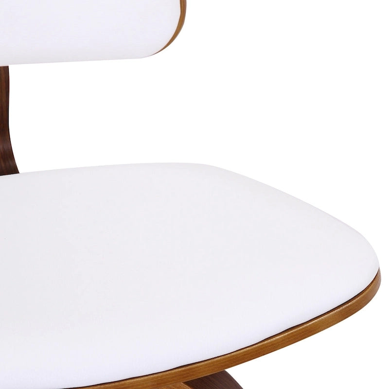 Swivel Counter Stool Fabric Upholstered Walnut Wood Frame Mid-Century Modern