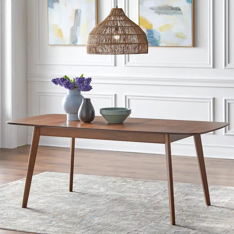 Mid-Century Modern Walnut Extendable Butterfly Leaf Wood Dining Table