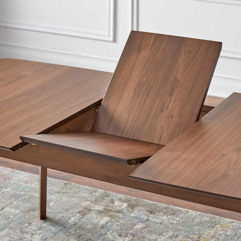 Mid-Century Modern Walnut Extendable Butterfly Leaf Wood Dining Table