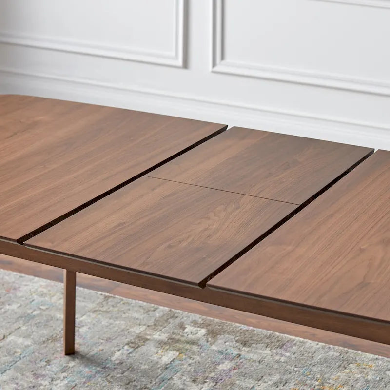 Mid-Century Modern Walnut Extendable Butterfly Leaf Wood Dining Table