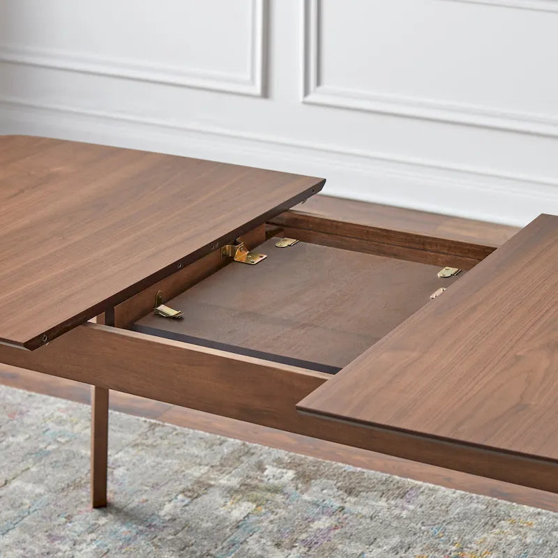 Mid-Century Modern Walnut Extendable Butterfly Leaf Wood Dining Table