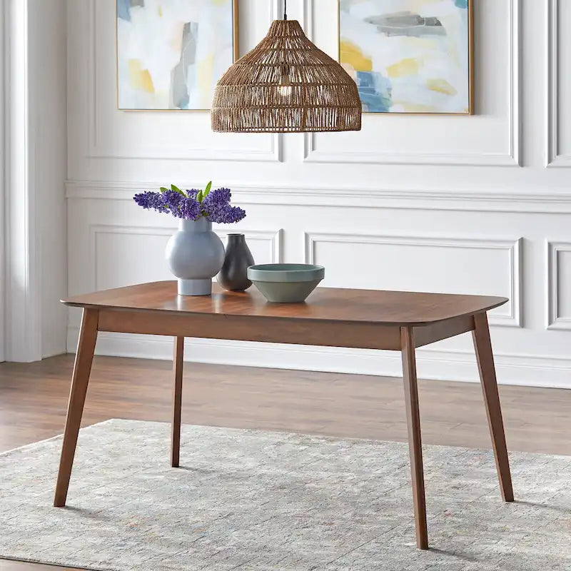Mid-Century Modern Walnut Extendable Butterfly Leaf Wood Dining Table