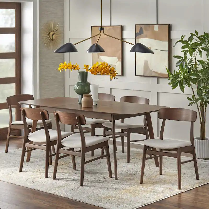 Mid-Century Modern Walnut Extendable Butterfly Leaf Wood Dining Table