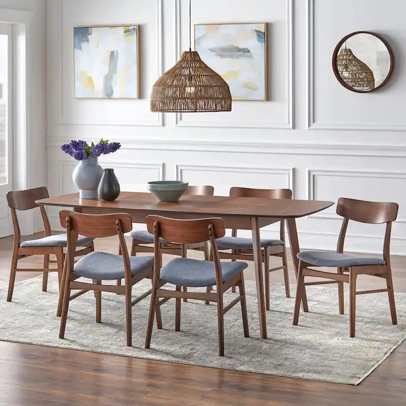 Mid-Century Modern Walnut Extendable Butterfly Leaf Wood Dining Table