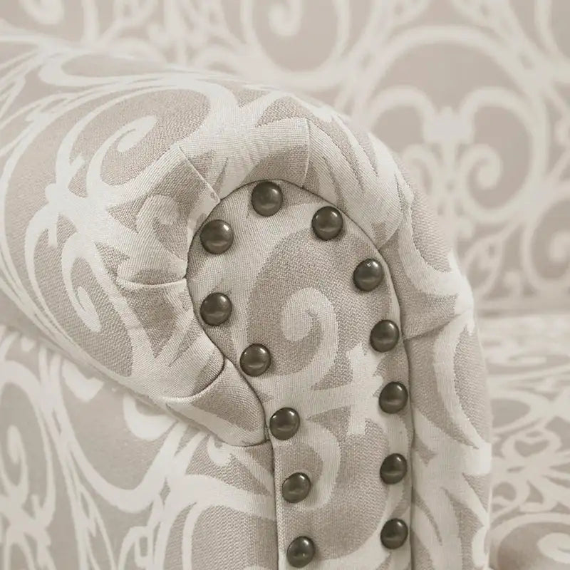 Fretwork Pattern Upholstered Nailhead Trim Tight Back Accent Club Chair
