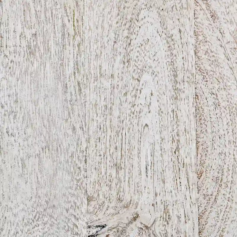 Round Woven Texture Mango Wood End Table Cream Natural Finish