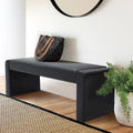 Upholstered Faux Leather Waterfall Bench Black Tan Olive