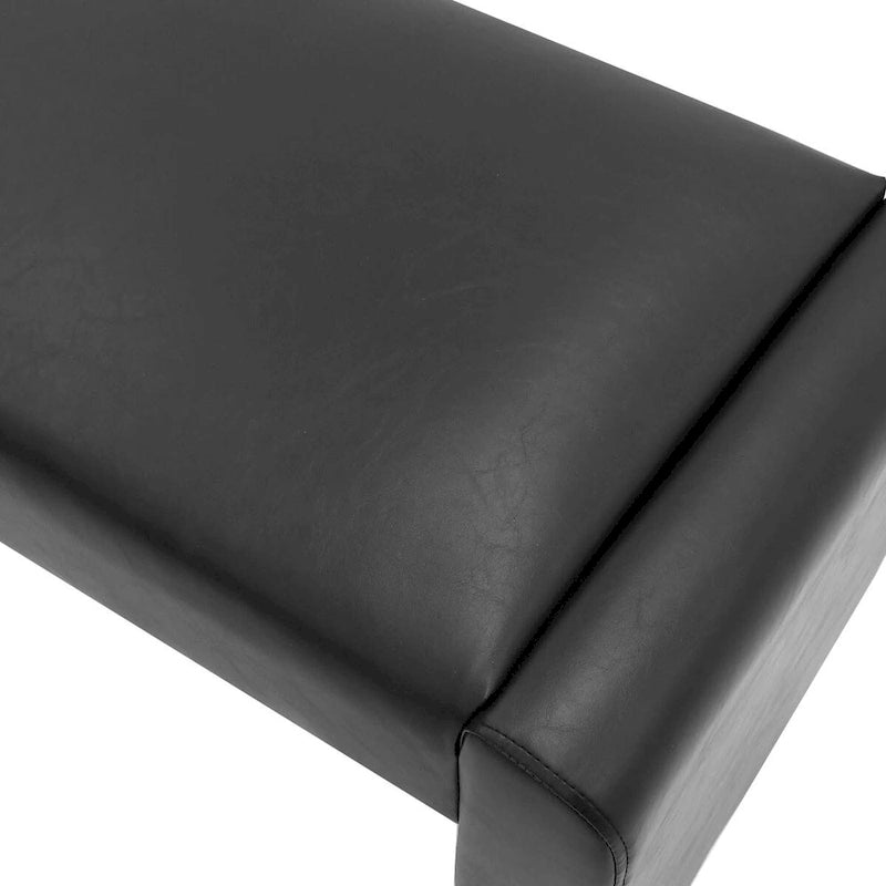 Upholstered Faux Leather Waterfall Bench Black Tan Olive