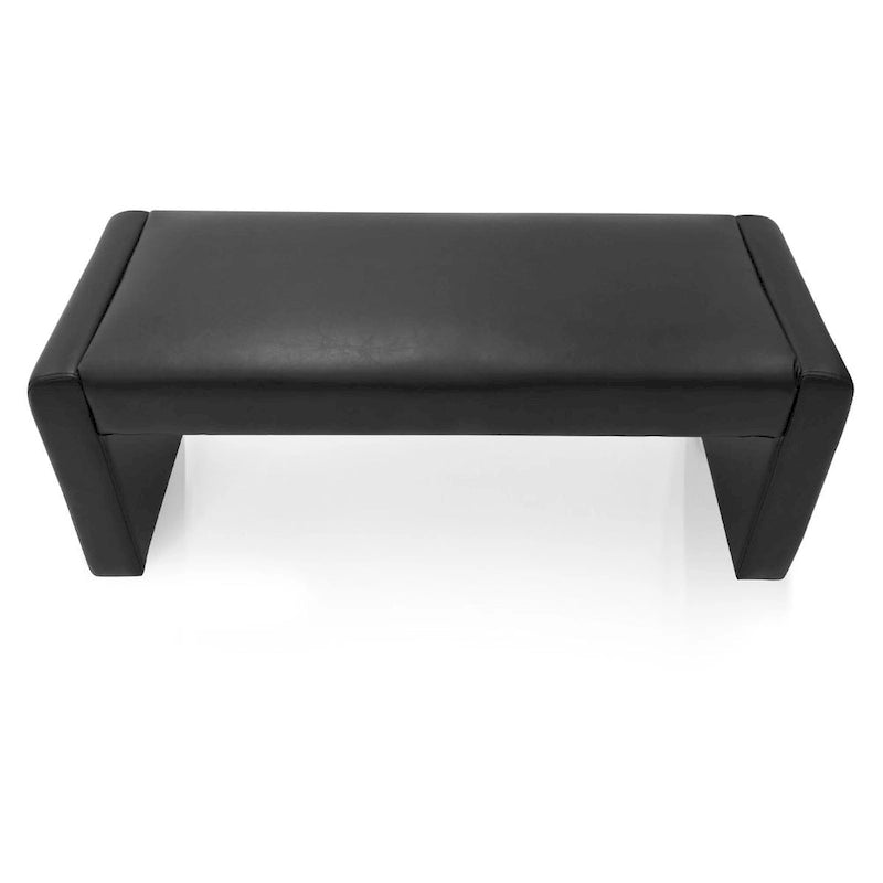 Upholstered Faux Leather Waterfall Bench Black Tan Olive