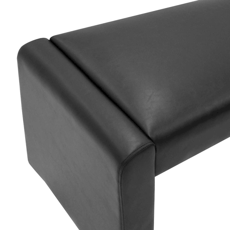 Upholstered Faux Leather Waterfall Bench Black Tan Olive
