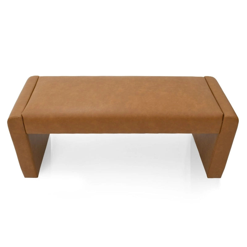 Upholstered Faux Leather Waterfall Bench Black Tan Olive