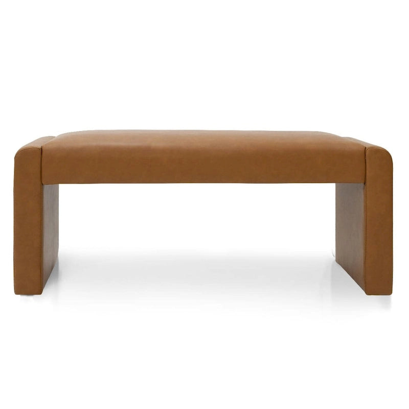 Upholstered Faux Leather Waterfall Bench Black Tan Olive
