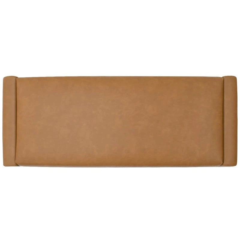Upholstered Faux Leather Waterfall Bench Black Tan Olive